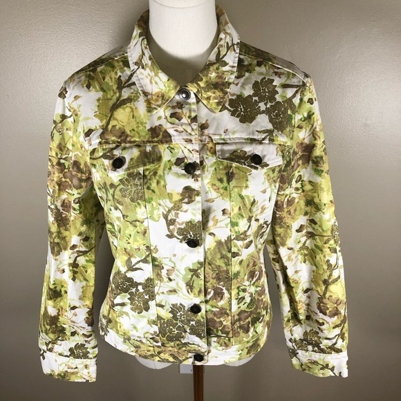 c.l.o.t.h.e.s. Jackets & Blazers - c.l.o.t.h.e.s. Floral Print Button Front Denim Jacket Size M